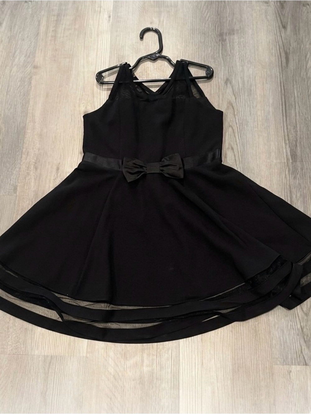 Calvin Klein Black Bow-Front Mesh-Trim Party Dress
